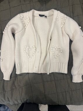 RD Style Cream Chunky Bobble Heart Cardigan